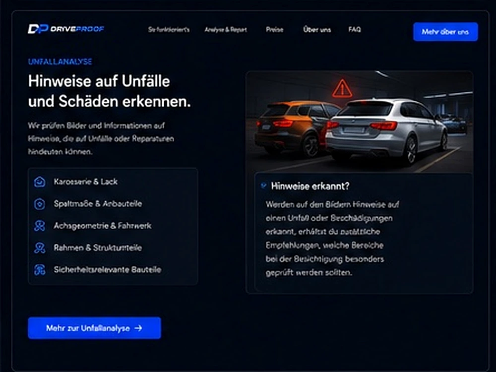 Fahrzeuge mit visualisiertem Unfallhinweis